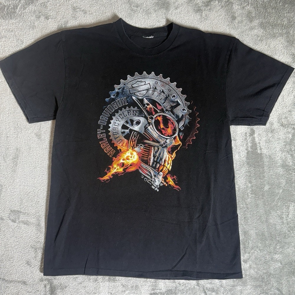 Harley Davidson T-Shirt Mens Large Richmond VA Graphic Tee‎ Black Motorcyles